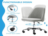 Vanity Chair, Armless Desk Chair with Wheels, Adjustable Swivel Fabric Makeup Chair, 41306320