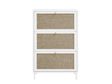 Rattan 3 Door Shoe Rack, Freestanding Modern Shoe Storage Cabinet, for Entryway W688P211259