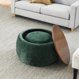 ZNTS Round Storage Ottoman, 2 in 1 Function, Work as End table and Ottoman,with small W487P165701