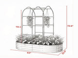 Green Galvanised Metal Raised Garden Bed 5 x 3 x 6ft Outdoor Planter Box, Arched Trellis, Open 76510515