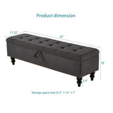 59" Bed Bench with Storage Grey Fabric W1097124942
