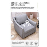 ZNTS 360 Degree Swivel Armchair Cotton linen skin-friendly fabric Ergonomic design Brass nail decorative W2113127543