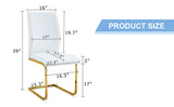 Luxury Simple Arch Chair - Set of 4 White PU Material High Resilience Dining Chair with Arched Metal W1151P154873