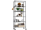 6-Tier 72"H Metal Storage Rack with Wheels, Slim Wire Shelving Unit for Pantry Kitchen Bathroom, 66540375