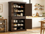 71" Freestanding Kitchen Pantry Cabinet with 4 Doors 2 Large Storage Cabinets And an Additional 19941052