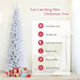 7 Feet White Artificial Christmas Pencil Tree with Folding Metal Stand 87508550