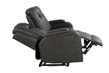 LED & Power Reclining Sofa Made With Faux Leather in Black 659436482487