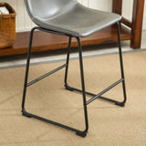 Lotusville Vintage PU Leather Counter Height Stools, Set of 2, Antique Grey T2574P164859