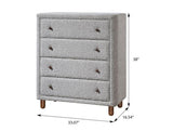 ZNTS Grey 4-Drawer Upholstered Chest B062P209026