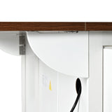 K&K 54.5" Farmhouse Kitchen Island with Power Outlet, Kitchen Storage Island with Internal Storage N707P170349W