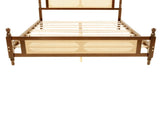 Queen Pine wooden Bed with Rattan Headboard and Footboard, with Central Enhanced Bed Platform,Walnut W504P269833