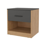 Natural Oak and Matt Grey Nightstand with 1-Drawer B062P290238
