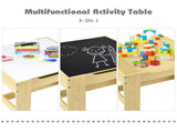 2-in-1 Kids Activity Table and Chairs Set, Double-Sided Whiteboard & Blackboard, with Hidden 74044351