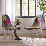 Patchwork Accent Chair Bohemian Style Fabric Chair with Chromed Legs Geometric Pattern Chair, 18"D 56395.00