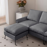 104.5"Modern Sectional Technical leather L-Shaped Sofa Couch with Convertible Ottoman 68276299
