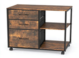 Wood Filing Cabinet with Casters, Weathered Wood Fluted, Iron Clad Wood, Melamine Faced, 3 Tall 62583887
