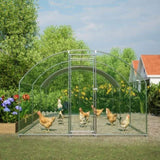 ZNTS Large Chicken Coop Metal Chicken Run with Waterproof and Anti-UV Cover, Dome Shaped Walk-in Fence W2505P171905