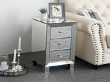 3-Drawer Mirrored Bedside Table MDF Cabinet with Mirrored Drawers Silver 12480391