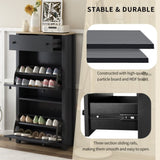 ON-TREND Functional Entryway Organizer with 2 Flip Drawers, Wood Grain Pattern Top Shoe Cabinet with WF308547AAB
