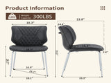 Dark Gray Oil Waxed Leather Dining Chairs with Electroplated Metal Legs, Adjustable Non-Slip Foot W3493P444883