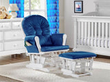 Mason Glider and Ottoman White Wood and Navy Fabric B022P174718