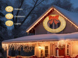 60in Pre-Lit Outdoor Christmas Wreath Decoration, LED Metal Holiday Decor for Home Exterior, Garden 49439263