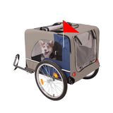 ZNTS Tangkula Dog Bike Trailer, Breathable Mesh Dog Cart with 3 Entrances, Safety Flag, 8 Reflectors, W1364133979