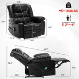 ZNTS Breathable Leather Massage Recliner Chair Manual Living Room Reclining Sofa W1403P156678