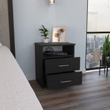 Napoles Nightstand , End Table, Side Table Superior Top, Two Drawers, One Shelf -Black B07091967