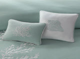 Oversized Cotton Jacquard Comforter Set Aqua Queen B03595756
