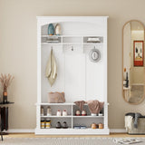 ON-TREND 47.2'' Wide Hall Tree with Bench and Shoe Storage, Multi-functional Storage Bench with 3 WF317362AAK