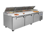 Orikool 93 IN Commercial Pizza Prep Table with a Built-in Refrigerator 30.8 Cu.Ft, Butcher Block W2095126428
