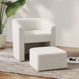 Accent chair white sofa chair one set, modern living room side chair, single sofa chair, footstool W1727P240730