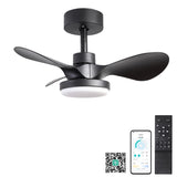 24" Small Ceiling Fan with Light remote control ,Modern Low Profile black Ceiling Fan, 6-Speeds W2352P224345