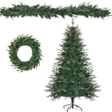 ZNTS 6FT Pre-Lit Aspen Fir Artificial Christmas Tree with Wreath & Garland,Grass Green Xmas Tree with 380 21108822