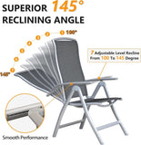 Patio Folding Chairs Set of 2, Aluminium Frame Outdoor Reclining Patio Chairs for Garden Camping W1859P210825