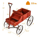 Wooden plant frame with wheels, red planting pot 33342235