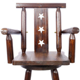 Rustic Bar Stool - Fir Wood Construction, Chair withDecorative Star Backrest, Footrest,Wide Armrest, W465P221179