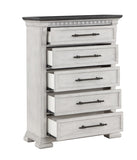 ZNTS Transitional Style 5-Drawer Chest Made with Wood in Antique White B009P155297