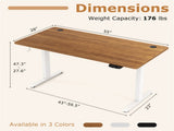 Walnuttop White Frame 55" Electric Standing with Dual Motors, 3 Memory Settings Sit-Stand 12608046