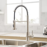 Commercial Brushed Nickel Kitchen Faucet with Pull Out Sprayer, Single Handle Single Lever Kitchen W1932P172337