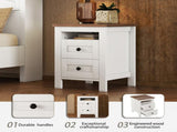 2-Drawer Farmhouse Wooden Nightstand Well-proportioned Design and Sleek Lines, Wood Side Table WF317945AAK
