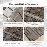 Patio Interlocking Deck Tiles, 12"x12" Square Composite Decking Tiles, Four Slat Plastic Outdoor W1859P181806