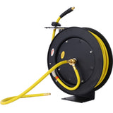 ZNTS Air Hose Reel Retractable 3/8" Inch x 50' Foot SBR Rubber Hose Max 300PSI Heavy Duty Industrial W46566955