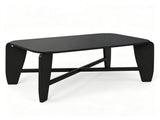 Modern Rectangular Coffee Table, Engineered Wood Center Table with Rubber Wood CrossLeg Base, 132 95045589