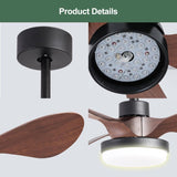 24" Black small Ceiling Fan with Light remote control ,Modern Low Profile Ceiling Fan, 6-Speeds W2352P224344