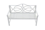 Outdoor Garden Patio Bench,Iron Metal Steel Frame Park Bench with Backrest and Armrest, Slatted Seat W1117P155244