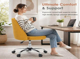 Comfy Office, Adjustable Swivel Desk with Wheels, Wide Seating, Modern Fabric Vanity 88815718