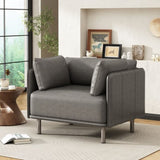 39" Vintage Grey Faux Leather Lounge Chair with Polyester and PU Leather Upholstery, Solid Wood N767P208310D