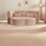 Modern Floor Sofa with 2 Pillows,Convertible Plush Corduroy Foam-Filled Sleeper Sofa Bed,15" Full 83732480